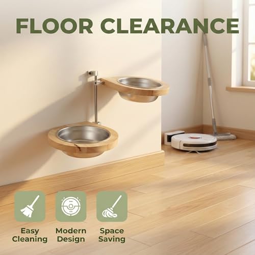 Elevated Cat Bowls,Raised Dog Food Bowls,Adjustable Wall Mounted Pet Feeder for Dogs & Cats, Tilted Angle Design for Neck & Spine Relief, Space Saving Easy Clean Feeding Station