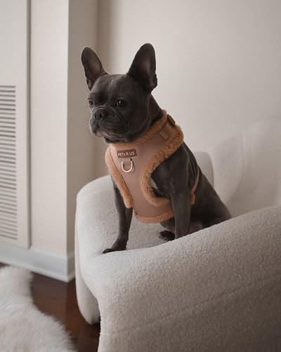 Premium No-Pull Dog Harness Soft Neoprene & Breathable Mesh Vest with Front & Back Clip D-Rings Adjustable Lightweight Walking Harness for Puppies, Small & Medium Dogs (Beige Fur Trim, M) - color: Beige Fur Trim, size: M: Neck=15.4-20.1''/Chest=18.1-24.4'