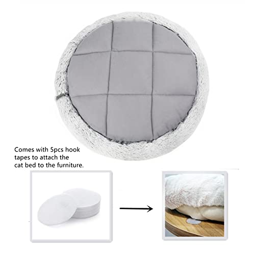 SHENGOCASE 14" Fluffy Faux Fur Cat Tree Tower Replacement Bed Cushion Pillow with Hook Tapes, Round Donut Cuddler Cat Dog Bed for Desk Table - color: White, size: 14"