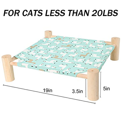 Cat and Dog Hammock Bed for Small Dogs, Brethable Wooden Cat Pet Rabbit Elevated Cooling Outdoor Bed Cots Furniture for Summer Alpaca - color: Alpaca