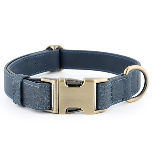 Plutus Pet Genuine Leather Dog Collar – Adjustable Pet Collar with Quick Release Metal Buckle, Soft Real Leather for Small Medium Large Dogs, Heavy Duty & Skin-Friendly (Blue, XS) - color: Blue, size: XS