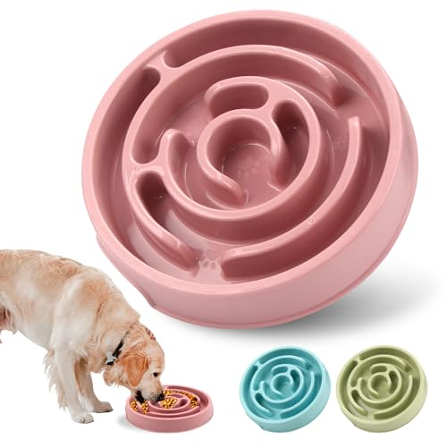 Slow Feeder Dog Bowls, Puzzle Dog Bowl with Anti-Slip, Slow Feeder & Non-Slip Design, Boredom and Anxiety Reducer, Suitable for All Breed Dogs and Cat - color: Pink