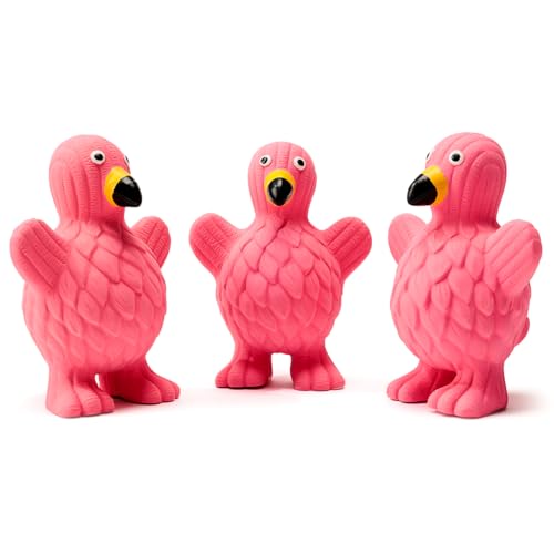 Squeaky Dog Toys for Medium Dogs, Soft Latex Squeaky Dog Ball, Cute Funny Squeak Flamingo Pet Toys - color: Flamingo - 3 Pack, size: Medium