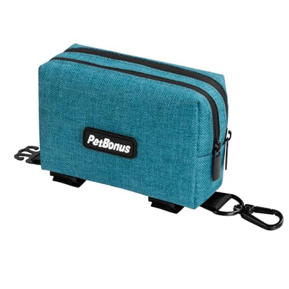 Dog Poop Bag Holder, Portable Pet Waste Bag Dispenser, 2 Pouches for Treats and Walking Accessories, Fit All Leashes, Includes 1 Roll of Dog Poop Bags (Lagoon Blue) - color: Lagoon Blue