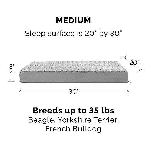 Furhaven Replacement Dog Bed Cover Ultra Plush Faux Fur & Suede Mattress, Machine Washable - Gray, Medium - color: Gray, size: Medium (Pack of 1)