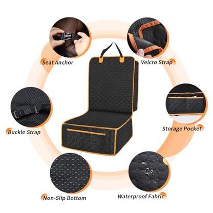 2 Packs Front Seat Car Cover, Waterproof Dog Car Seat Cover, Non-slip & Scratch-Proof, Pet Car Seat Protector with Side Flaps and Storage Pocket, Car Seat Cover for Most Cars, Trucks and SUVs - size: Pack of 2