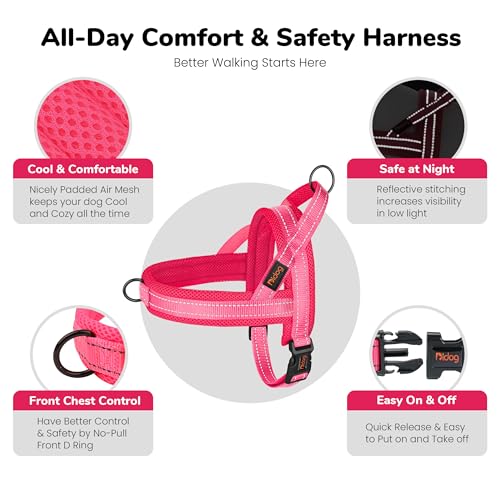 Didog No Pull Dog Harness with Soft Mesh Padded,Reflective & Quick Fit Light Weight Dog Strap Vest Harness,Easy for Walking Training (S:Chest 18-22", Pink) - color: Pink, size: S: Chest 18-22", Fit 19-29 lbs
