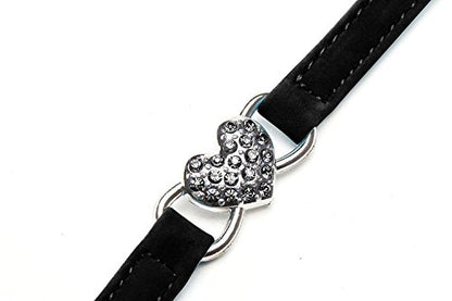 CHUKCHI Heart Bling Cat Collar with Safety Belt and Bell 8-11 Inches (Black) - color: Black