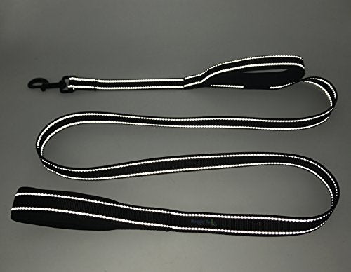 Wagtime Club Double Handle Dog Leash, 6ft Long Heavy Duty Dog Leash with Paded Traffic Handles for Extral Control and Training, Dual Handles Leads, Large Medium Small Dogs (Reflective Black) - color: Reflective Black