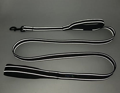 Wagtime Club Double Handle Dog Leash, 6ft Long Heavy Duty Dog Leash with Paded Traffic Handles for Extral Control and Training, Dual Handles Leads, Large Medium Small Dogs (Reflective Black) - color: Reflective Black