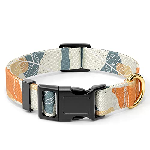 Rnivvi Dog Collar for Small Dogs, Cute Heavy Duty Adjustable Puppy Collar with Quick Release Buckle for Boy Girl & Female, Pet Accessories for Walking Running, S Length 3/4" Width, Abstract Leaves - color: Boho Abstract Leaves, size: S (Neck 10-16", Width