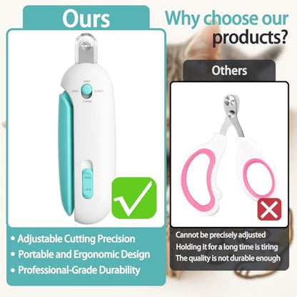 Cat Nail Clipper, Cat Nail Trimmer with Adjustable 3-Size Trimming Hole & Hidden Nail File, Anti-Splash Claw Cutter with Debris Catcher for Kittens, Cats & Small Pets Home Grooming