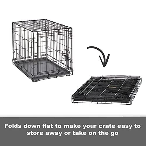 Midwest Homes for Pets 24-Inch New World Crate for Small Breeds, 12-20 lbs, Double Door Folding Dog Crate, Leak-Proof Tray & Secure Latches, Portable, Durable & Easy to Assemble - size: 24.8"L x 17.9"W x 19.5"H