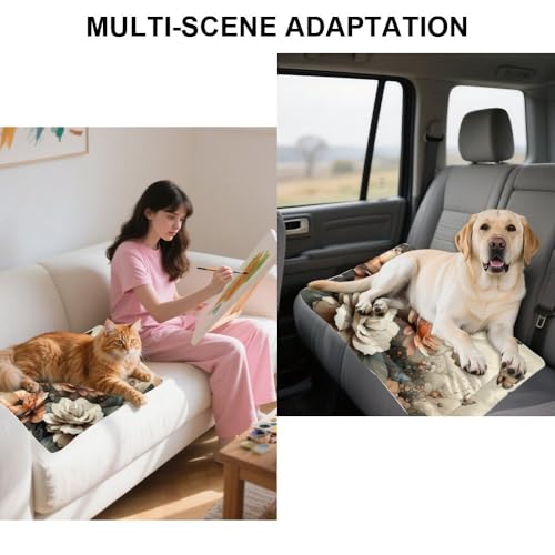 Comfortable Dog Mat with Anti-Slip Bottom, Florals Leaves Butterfly Pet Supplies for Dogs Pet Pad Soft Dog Bed Comfy Mats for Indoor& Outdoor Sofa Cars, Machine Washable 36 X 24 Inch - size: 36 × 24 inch