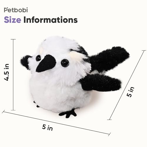 Petbobi Cat Toys Flapping Bird– Interactive Bird Cat Toy with Flapping Wings and Chirping Sounds, USB Rechargeable Motion-Activated Catnip Toy for Indoor Cats & Kittens (Non-Flying) - color: Black