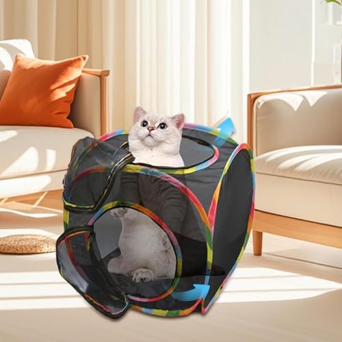 Cat Cube Tent, Rolling Cat Cube, Pop Up Mesh Cube for Cats, Pet Play Cubic Outdoor, Folding Pop Open Pet Animal Playpen, Ventilated Pet Playhouse for Puppy Kitten Bunny