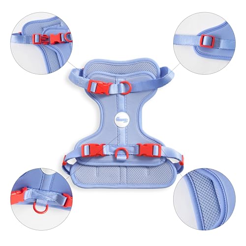 HNS1002E Arlo Medium Adjustable Soft Padded No Pull Pet Harness with 3 Buckles and 3 Leash Clips, Sangria - color: Periwinkle, size: Medium (Chest: 18 - 28")