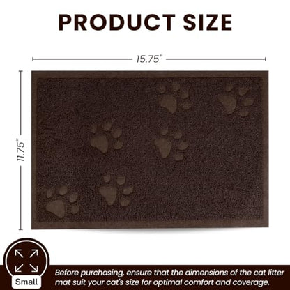 Andalus Small Cat Litter Mat, Pack of 2 - Waterproof, Non-Slip & Easy to Clean Cat Litter Box Mat for Extra Efficient Pet Litter-Trapping, Brown (15.75” X 11.75”) - color: Brown