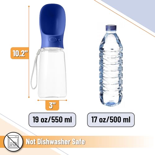 Mr. Pen- Portable Dog Water Bottle, 19 oz, Large, Leak Proof Puppy Water Dispenser with Drinking Feeder for Pets, Outdoor Walking, Hiking, Travel, Not Dishwasher Safe - color: Navy Blue