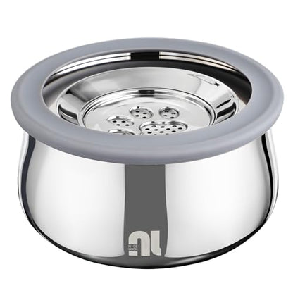 3L/0.8 Gallon No Spill Water Bowl for Dogs, Double-Wall Stainless Steel Slow Water Dog Bowls, Splash-Proof Vacuum Float, Dishwasher Safe for Large Medium Dogs (3L/101 floz)