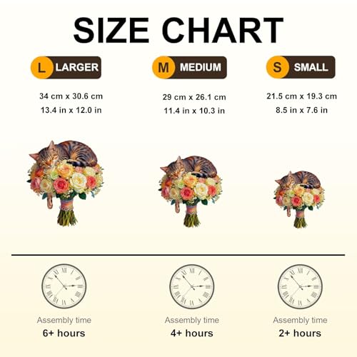 Cat Flower Bouquet Puzzles Adults Gifts Wooden 80 Pieces 8.5 * 7.6in - color: A Cat Flower Bouquet, size: Small