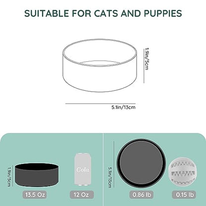 SPUNKYJUNKY 13.5OZ Ceramic Dog and Cat Bowl, Modern Cute Weighted Food Water Bowl for Replacement Black (1 Pack) - color: Black, size: 1.7 CUPS