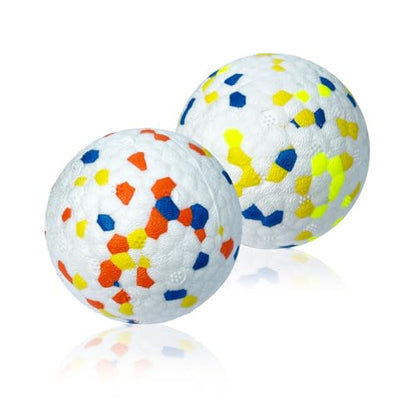 2Pack Dog Ball Squeak Toys Indestructible Dog Ball Float On Water Fetch Bouncy Durable Solid Rubber Ball for Puppy Small and Medium Dogs Playing Toys - color: A.Green+Orange