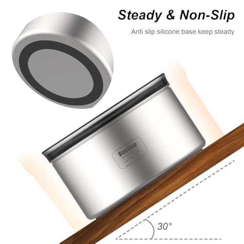 1Gallon Dog Water Bowl, 3.8L No Spill Water Bowl for Dogs, Stainless Steel Spill Proof Dog Bowl, No Splash Slow Drinking Bowl with No Slip Base for Messy Drinkers[Anti Digging]
