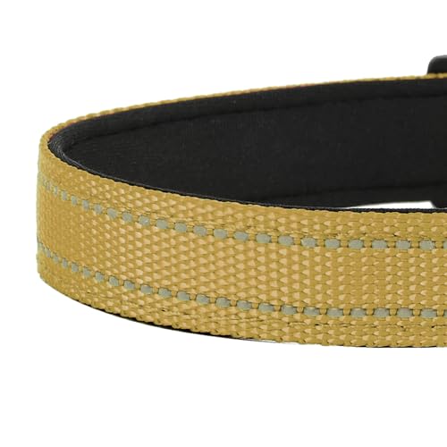 Reflective Dog Collar, Adjustable Soft Neoprene Padded Nylon Pet Collars with Buckle for Puppy and Small Dogs, Cats, Khaki,XS - color: Khaki, size: X-Small
