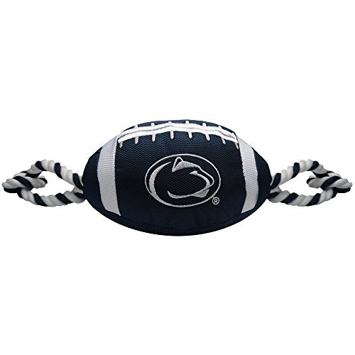 NCAA Penn State Nittany Lions Football Dog Toy, Tough Quality Nylon Materials, Strong Pull Ropes, Inner Squeaker, Collegiate Team Color - color: Penn State Nittany Lions