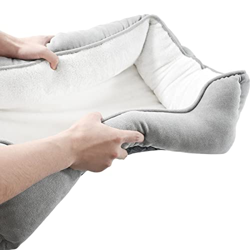 long rich rectangle bolster Pet Bed, Dog bed medium size, Gray With, 25x21x8 Inch (Pack of 1) (HCT-REC-005)