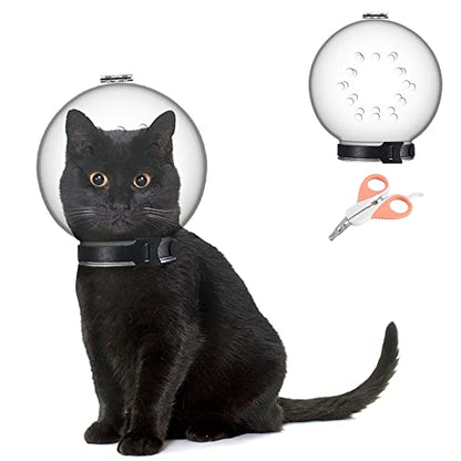 Cat Muzzle Combo - Adjustable Hood, Breathable Anti-Bite Muzzles to Prevent Biting and Chewing, Safety Grooming Accessory for Small Pets.(L for cat Neck 9-10.6") - size: L for cat neck 9-10.6"