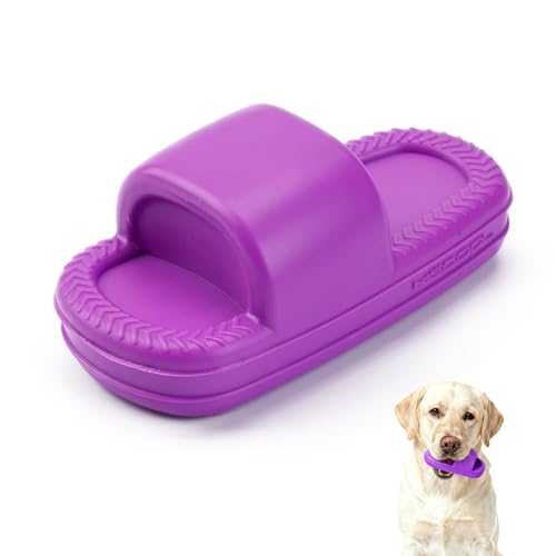 MECOOL Squeaky Slipper Dog Toy - Chew Toys for Aggressive Chewers, Durable Rubber Chew Toy for Dental Cleaning & Boredom Relief, for Small Medium Dogs, Purple - color: Purple