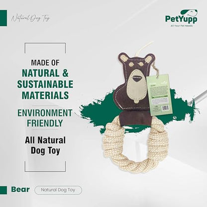 Cotton Rope Ring Dog Chew Toy for Small Dogs & Puppies - Durable Leather Dog Toy for Light Chewers - Natural & Perfect Puppy Toy for Chewing Exercise & Dental Health (Bear) - style: Cotton Rope Ring - Bear