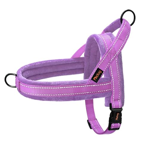 Didog Soft Flannel Padded Dog Vest Harness, No Pull/Quick Fit Reflective Dog Strap Harness, Easy for Training Walking (S:Chest 18-22", Purple) - color: Purple, size: S:chest 18-22"