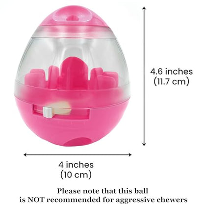 SunGrow Puppy, Small Dog Breeds, and Pocket Pet Treat Ball, Boredom Buster Ends Naughty Chewing and Bloat, Encourages Exercise, Interactive Puzzle Feeder Ideal for Rabbits, Rats, and Hamsters, 4.6” - color: Pink