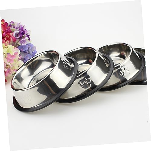 Angoily Sturdy Raised Dog Bowl Large Stainless Steel Pet Feeder Puppy Bowls Pet Supplies 18cm - color: Silver, size: 18cm