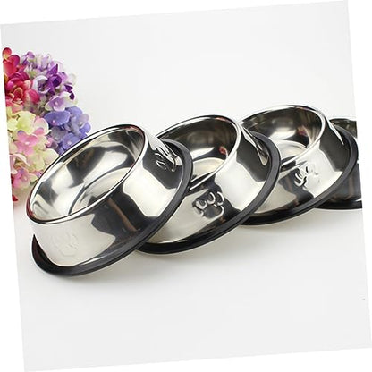 Angoily Sturdy Raised Dog Bowl Large Stainless Steel Pet Feeder Puppy Bowls Pet Supplies 18cm - color: Silver, size: 18cm