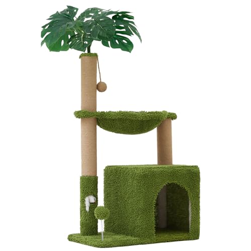 Woochpet 37" Cat Tree Tower for Indoor Cats Multi-Functional Comfy Cat Bed - with Sturdy Scratching Post, Cozy Hammock for Kittens and Small Cats,Cute Cat Tower with Fun Mouse Hole and Toy Ball