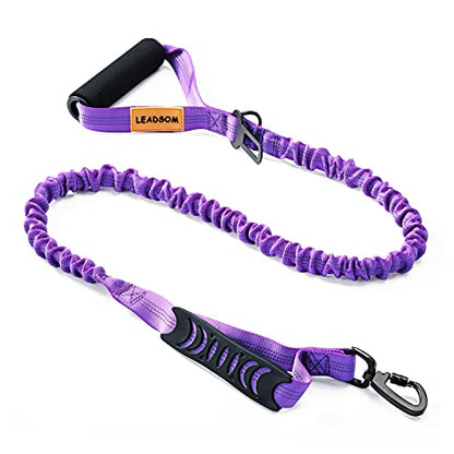 6FT Highly Reflective Heavy Duty Elastic Bungee Medium and Large Dog Leash Shock Absorbing with Comfortable Padded Handle and Traffic Handle Suitable for Training - color: Purple