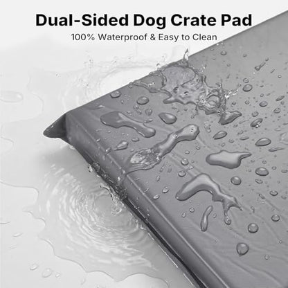 Veehoo Outdoor Waterproof Dog Bed, Water-Resistant Orthopedic Dog Bed for Small Medium Dogs 30 Inch Pet Bed Crate Pad Mattress, Gray