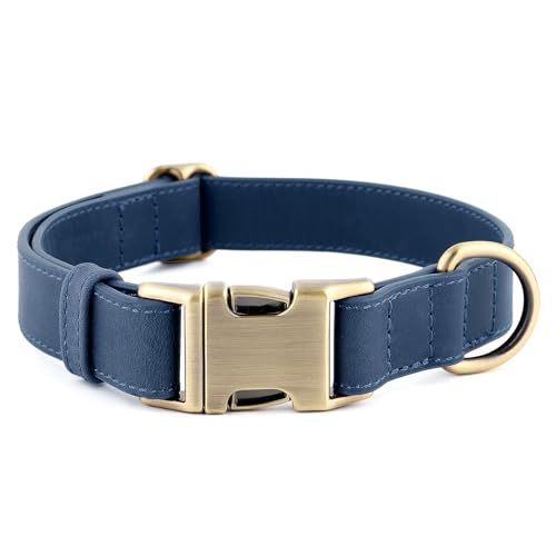 Plutus Pet Genuine Leather Dog Collar – Adjustable Pet Collar with Quick Release Metal Buckle, Soft Real Leather for Small Medium Large Dogs, Heavy Duty & Skin-Friendly (Royal Blue, XS) - color: Royal Blue, size: XS