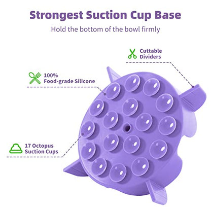 Jaoul Slow Feeder Dog Bowls Insert, 5.4 Inch Cuttable Slow Feeder Insert with 17 Octopus Suction Cups for Small Size Dog Food Bowl (Small, Purple) - color: Purple, size: Cuttable(Small)
