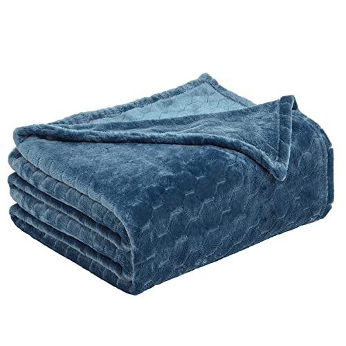 TOONOW Fleece Blanket Super Soft Plush Throw Blanket Twin Size 60" x 80", Cozy Fuzzy Bed Blankets Geometric Pattern Comfy Microfiber Flannel Blankets for Couch, Bed, Sofa, Navy Blue - color: Navy, size: Twin- 60" x 80"