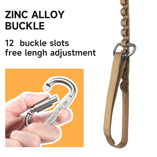 EXCELLENT ELITE SPANKER Tactical Bungee Dog Leash Military Adjustable Dog Leash Quick Release Elastic Leads Rope with 2 Control Handle(Coyote Brown) - color: Coyote Brown
