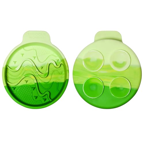 Silicone Cat Slow Feeder Bowl with Suction Cup, Round Anti-Tip Anti-Choking Feeding and Water Bowl, Easy Clean Cat Bowl for Cats and Small Pets - color: Green, size: D:5 INCH
