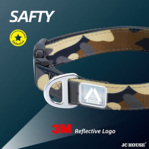 Soft Padded Dog Collar, Neck 9’’-14’’, Adjustable Heavy Duty Collar with 3M Reflective Logo for Small Dogs, Camo Green, S - color: Camo Green, size: S (Neck 9''– 14'')