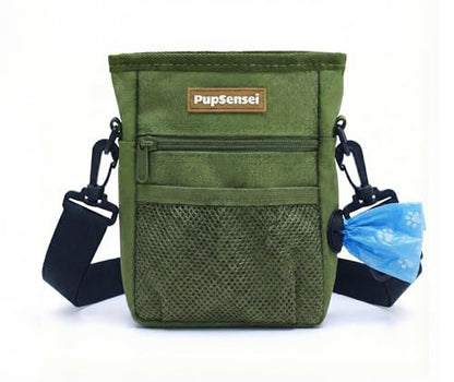 Dog Treat Pouch for Training – Magnetic Dog Treat Bag with Belt Clip & Poop Bag Dispenser – Hands Free Carry Pouch with Auto-Close Access & Shoulder Strap – Durable Pet Gear – Army Green - color: Army Green