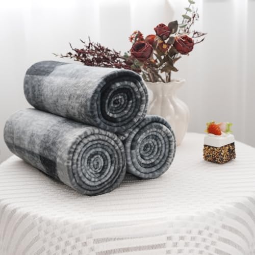 ZYFZCYBL Fleece Throw Blankets for Couch Bulk Lightweight Warm Soft Cozy Blanket 6 Pack Bulk Fleece Blanket Solid for Bed Couch Office Gifts Outdoor 50 x 60 inch Grey Plaid - color: Plaid (Grey)