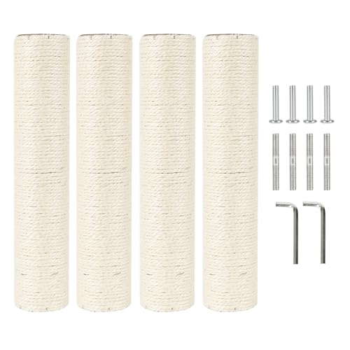 4 Pcs 2.9in 7.4cm Diameter Cat Tree Scratching Post Sisal Replacement Pole Parts (M8, 13.8in/35cm) - color: 13.8in/35cm, size: M8*4posts